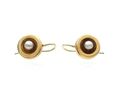 Antique Pearl & 9kt Yellow Gold Disk Drop Earrings