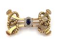 18kt yellow gold, sapphire and diamond retro rope brooch