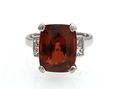 Vintage Hessonite Garnet & Diamond Platinum Cocktail Ring