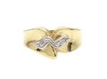 Retro 18kt yellow gold fold over ring set with diamonds
