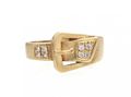 Vintage Matte 18kt Yellow Gold & Diamond Buckle Ring