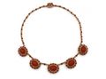Neoclassical Style Floral Coral Cluster Necklace in 14kt Yellow Gold