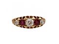Victorian diamond and ruby five stone ring in 18kt gold
