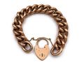 9kt Rose Gold Antique Engraved & Polished Curb Bracelet with Heart Lock