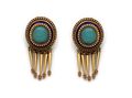 Etruscan Revival Victorian Turquoise & Enamel Tassel Earrings