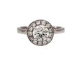 Contemporary diamond halo cluster ring in platinum