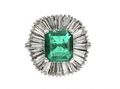 Vintage Colombian emerald and diamond ballerina cluster ring