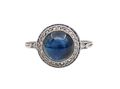 Art Deco cabochon sapphire and diamond target ring in platinum