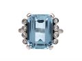 Vintage 7ct Aquamarine & Diamond Dress Ring in 18kt White Gold