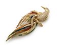 Vintage diamond and fine enamel bird of paradise brooch