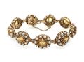 Antique Citrine & Pearl Daisy Cluster Bracelet in 9kt Yellow Gold