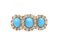 1905 Turquoise & Diamond Three Stone Cluster Ring in Gold