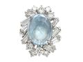 Vintage Cabochon Aquamarine & Diamond Fancy Cluster Ring
