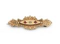 Antique 9kt yellow gold diamond and ruby plaque brooch