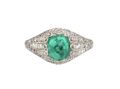 1920s Sugarloaf Emerald & Diamond Bombe Cluster Ring