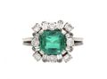 1960s Colombian Emerald & Diamond Fancy Cluster Ring