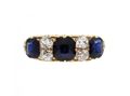 Antique Sapphire & Diamond Carved Ring in 18kt Yellow Gold