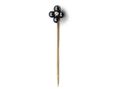 Vintage Quatrefoil Hematite Stickpin in Yellow Gold