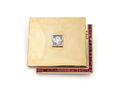 Retro 18kt Yellow Gold, Diamond & Ruby Square Brooch