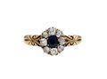 Antique Sapphire & Diamond Coronet Cluster Ring in Gold