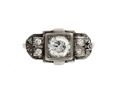 Art Deco Diamond Fancy Flanked Solitaire Engagement Ring