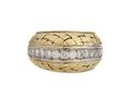 Retro 18kt Woven Yellow Gold Egg Ring Set With Diamonds