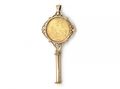 Antique Yellow Gold Key Wind & Half Sovereign Coin Pendant