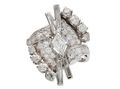 1950s fancy diamond cluster ring in platinum