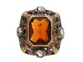 Vintage Topaz & Diamond Ring in Silver & Yellow Gold