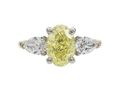 Brilliant Cut Oval Yellow Diamond & Diamond Three Stone Engagement Ring in 18kt Gold