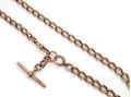 antique Albert chain, gold chain, curb link chain with T-bar