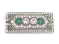 antique brooch, art deco brooch, diamond brooch, diamonds and emerald brooch, old cut diamonds
