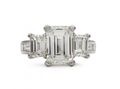 Vintage Three Stone Engagement Ring Centred with 3.01ct Emerald Cut Diamond