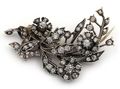 Victorian Diamond & Ruby Bird & Floral Spray Brooch