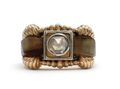 1940s Rose Cut Diamond & Tortoise Shell Ring in 18kt Gold