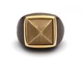 Vintage 18kt Yellow Gold & Wood Pyramid Ring