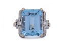 1950s aquamarine and diamond cocktail ring in 14kt yellow gold and platinum – Matthew Weldon