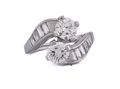 1950s platinum diamond two-stone 'toi et moi' twist ring with baguette shoulders – Matthew Weldon