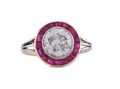 Art Deco diamond and ruby target ring with 1.72ct old European cut diamond in 18kt gold and platinum – Matthew Weldon