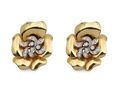 Italian vintage diamond and 18kt yellow gold pansy earrings
