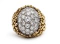 1960s Oscar Heyman Bros. diamond bombe cluster ring in platinum and gold