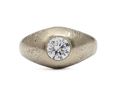 Vintage 1.00ct solitaire bombe ring in 18kt white gold