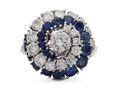 1960s diamond and sapphire screw cluster ring in 18kt white gold