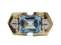 Retro 7ct aquamarine tank ring in 18kt yellow gold