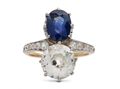 Antique Belle Époque sapphire and diamond 'toi et moi' two stone ring