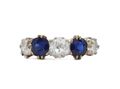 Edwardian diamond and sapphire five stone ring in platinum and gold