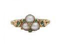 Early Victorian diamond and pearl and emerald trefoil ring