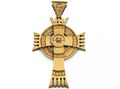 Victorian Etruscan revival Celtic cross pendant in gold