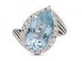 Vintage 8.00ct pear shape aquamarine and diamond cluster ring