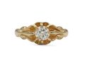 Edwardian diamond solitaire carved engagement ring in gold